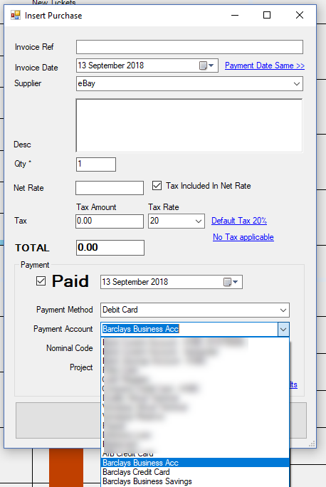 Kashflow Detault Payment Method Accepted